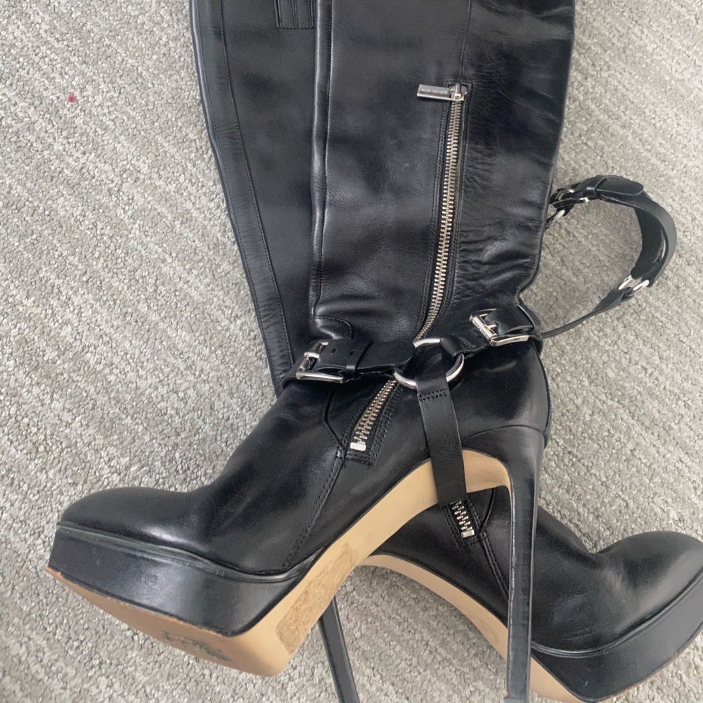 Knee High Michael Kors Black Leather Boots - Picture 5 of 7